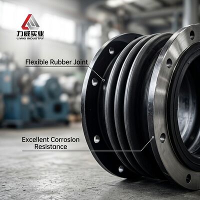 Giunto flessibile in gomma a sfera singola con flange, disegno offerto, adatto per sistemi di tubazioni e attrezzature