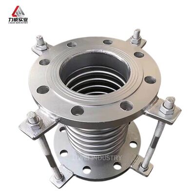 Compensatore metallico ondulato flangiato DN200 PN16 Ansi B16.5 con asta di limitazione testato idrostaticamente per tubazioni in acciaio
